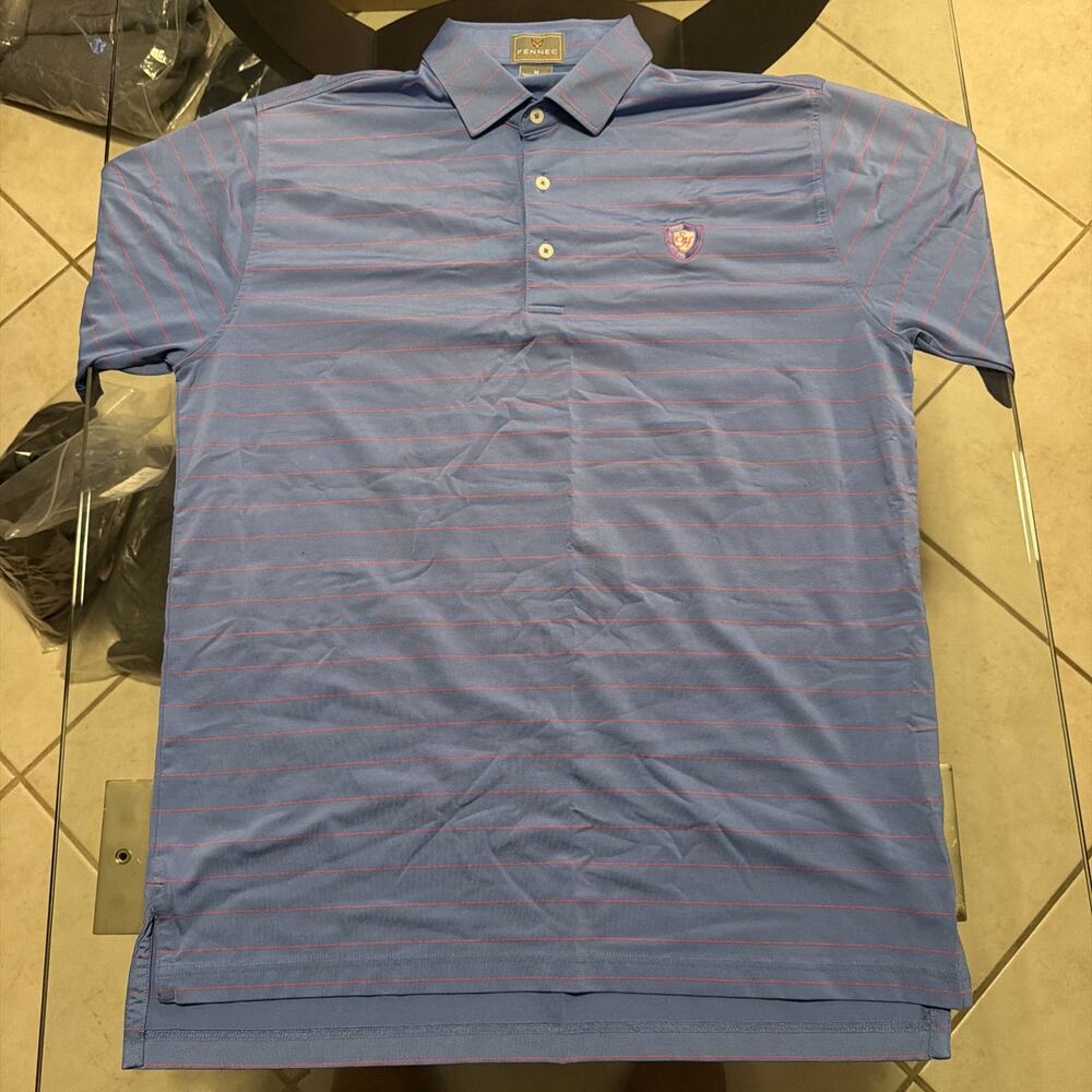 Fennec Blue Pink Stripe Golf Polo Shirt Men’s Medium